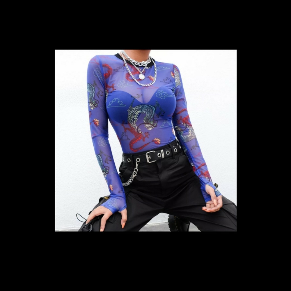 Purple mesh dragon top